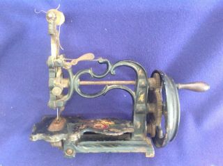 Extremely Rare Antique England Style Sewing Machine Painted Cast Iron Estate