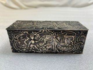 19th Century Antique Storck & Sinsheimer Hanau,  Germany,  800 Silver Repousse Box