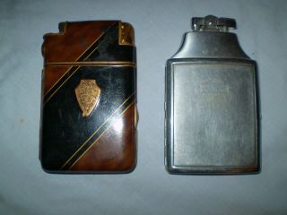 Marathon & Ronson Art Deco Black Enameled Cigarette Cases With Lighters