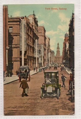 Vintage Postcard York Street,  Sydney Nsw 1910 Hand Coloured
