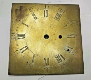 Vintage Solid Brass Clock Face Movement Background Parts 8 3/4  X 8 5/8 "