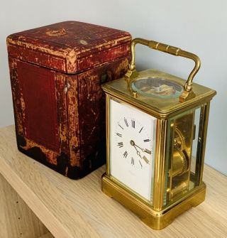 A Fine Quality Antique Hall & Co Of Paris Striking / Repeating Carriage Clock.