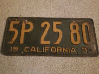 Vintage 1933 California License Plate 5p 25 80 Antique License Plate