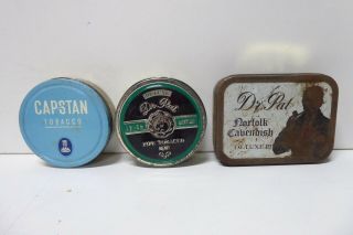 3 Old Vintage Tobacco Tins Capstan Dr.  Pat Norfolk Cavendish