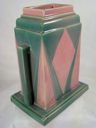 Roseville Art Pottery Futura Jukebox Vase 386 8 Pink/grey Art - Deco