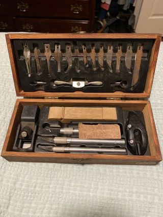 Vintage X - Acto Exacto Knife Tool Set W/ Wooden Box