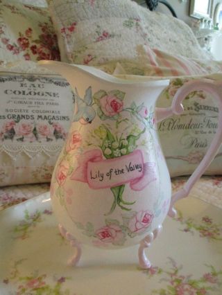 Shabby Chic Hand Painted Roses - Vintage Water Pitcher 2