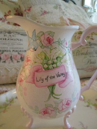 Shabby Chic Hand Painted Roses - Vintage Water Pitcher 3