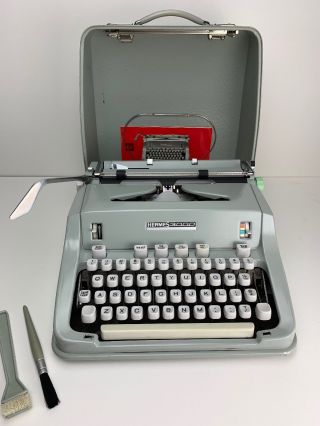 Antique Vintage Hermes 3000 Typewriter With Case,  Manuel And Brushes