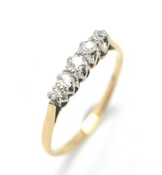 18ct Gold Antique Edwardian 5 Stone Old Diamond Ring Size Uk O Us 7.  25