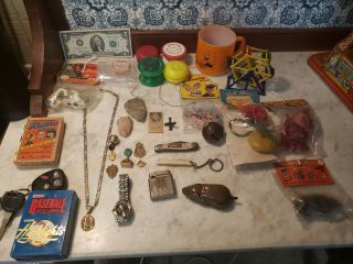 Vintage Junk Drawer Yoyos,  Toys,  Knives,  Jewelry,  Basebakl,  Arrowhead,  Lighter,  L@@k