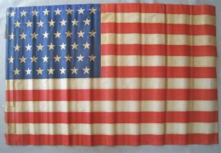45 Star American Parade Flag 1896 - 1908 Large Antique Flag 36 " X 56 " Vintage Utah