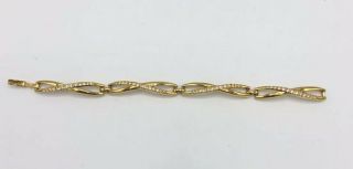 Vintage Swarovski Swan Signed Gold Tone Rhinestone Articulated Tennis Bracelet 2
