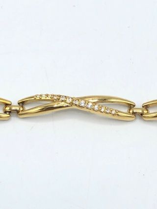 Vintage Swarovski Swan Signed Gold Tone Rhinestone Articulated Tennis Bracelet 3