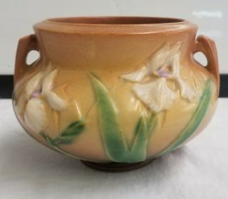 Vintage Roseville Pottery Iris Jardiniere Circa 1939 647 - 4 "