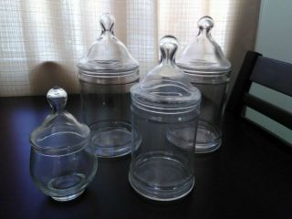 Vintage Glass Apothecary Jars Clear Candy,  Wedding Buffet,  Vanity