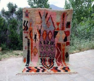Moroccan Boujad 100 Wool Gorgeous Handmade Vintage Rug Berber (5,  7 Ft X 9 Ft)
