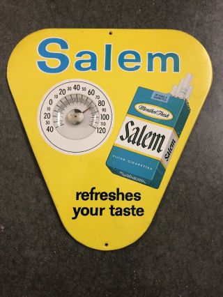 Vintage Salem Cigarettes Advertising Thermometer Metal Sign