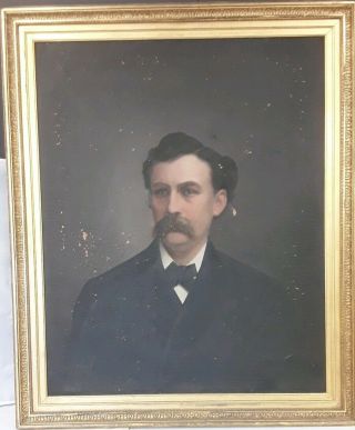 Antique 19th C Oil On Canvas Gentleman Portrait.  Pennsylvania
