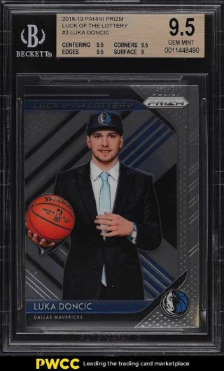 2018 Panini Prizm Luck Of The Lottery Luka Doncic Rookie Rc 3 Bgs 9.  5 Gem