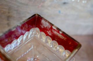 Vintage clear class and Ruby Red Candy Dish With Lid 3