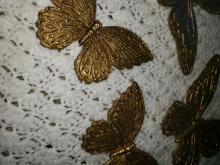 Vintage Homco Syroco Inc.  4 Pc Butterflies Wall Decor Gold Plastic 3