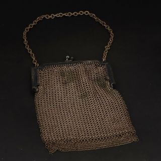 Vtg Sterling Silver - Antique Chainmaille Woven Mesh Coin Purse - 56.  5g