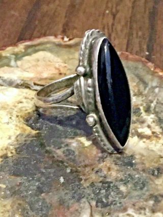 Vintage Mexico 925 Sterling Silver 1 " Braided Onyx Ring Size 7,  3.  6g