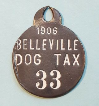 1906 Belleville Kansas Dog Tax Tag Dog License Tag Vintage Exonumia