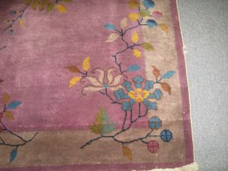 Antique Art Deco Chinese Rug 2 ' - 10 x 4 ' - 8 Hand Knotted Wool Purple Lavender 3