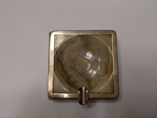 Vintage Green Onyx And Brass Ashtray 3.  25 " L By 3.  25 W,  1”h