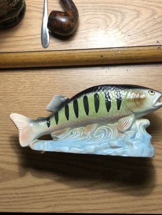 Vintage Rubens Originals Yellow Perch Fish Ceramic Planter 5129 - Made In Japan