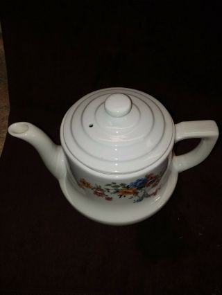 ✳️ Vtg Drip O Lator Coffee Pot Maker Ceramic Floral Pink Flowers Pastel Tea Pot 2