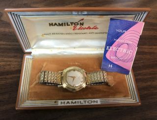 Vintage 14k Solid Gold Hamilton Van Horn Electric Cal.  500 Watch W/ Box