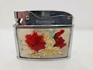 Vintage Brother Lite Lighter Automatic Lighter With Flowers
