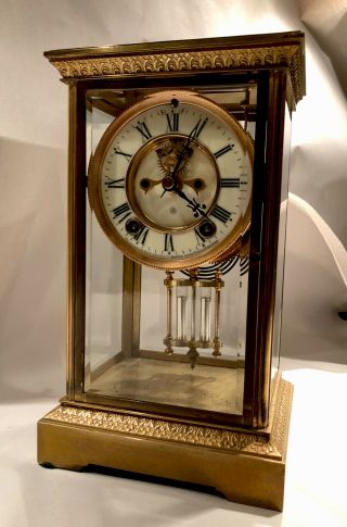 Antique Ansonia Crystal Regulator Mantel Clock - Cetus Model (open Escapement)