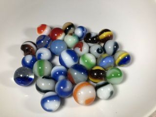 28 Vintage Akro Agate Marbles (25 Of Them Corkscrews) 0.  55 To 0.  72 Inches