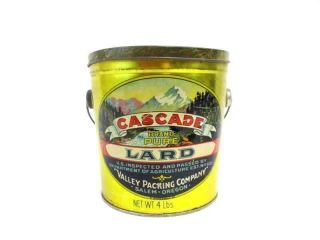 Vintage Tin Lard Bucket Cascade Lard Salem Oregon Gold