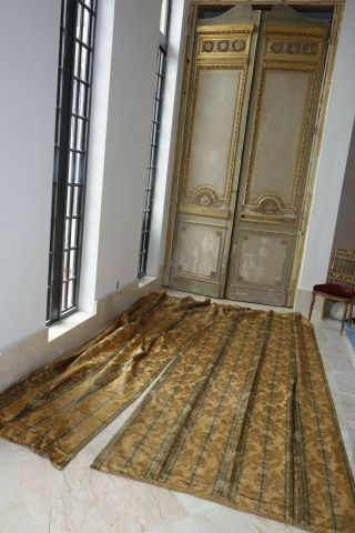Gorgeous Silk French Antique Drapes Panels Pair Curtains Lined 10 Ft. ,  Classy