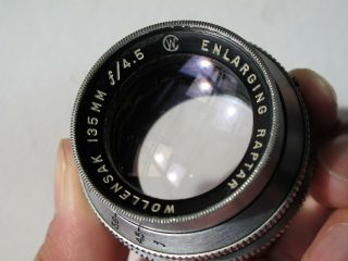 Vintage Wollensak Raptar Enlarging Lens 135mm F4.  5 All Metal - Parts