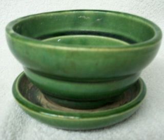 Vintage Mccoy Pottery Hunter Green Glazed Small Round Planter Planters