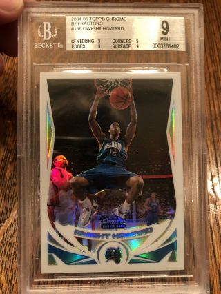 2004 - 05 Topps Chrome Refractors Dwight Howard Rookie Rc Bgs 9 Psa 166