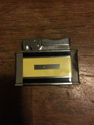 Vintage Rogers Yellow Black Silver Torch Lighter Very Good Vintage