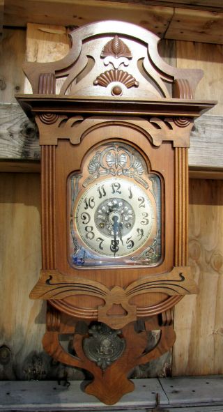 Antique German Wall Clock Junghans - Jugend Style - 1910s.