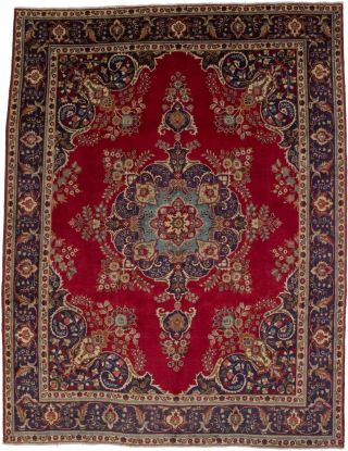 Floral Medallion Design Handmade 10x13 Semi Antique Oriental Rug Wool Carpet