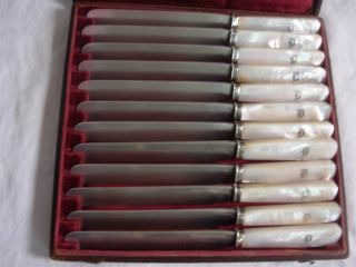 12 Rare Antique Wm Gale & Son Solid Sterling Blade Mother Of Pearl Handle Knives