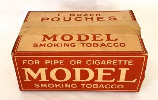 Vintage Model Pipe Or Cigarette Smoking Tobacco Pouches Sign Cardboard Box Only