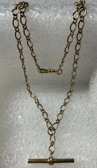 Antique Vintage 9ct Solid Gold Necklace Chain,  9ct Bar Pendant 47cm 10.  88 Grams