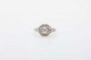 Antique 1920s Orange Blossom Vs G Diamond Platinum Filigree Ring Pristine