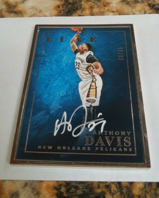 2018 - 19 Anthony Davis Auto /35 Luxe Lakers Silver Prizm Autograph On Card